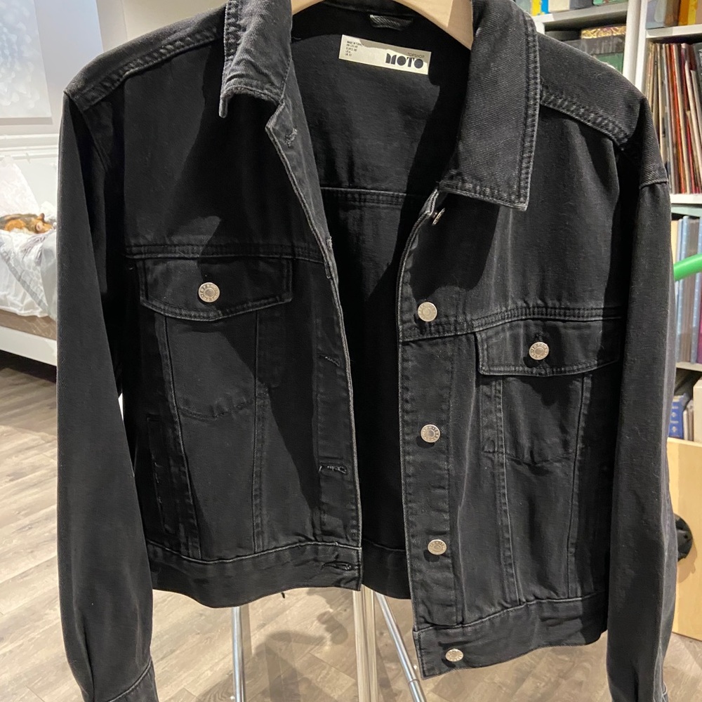 TopShop oversized black jean jacket